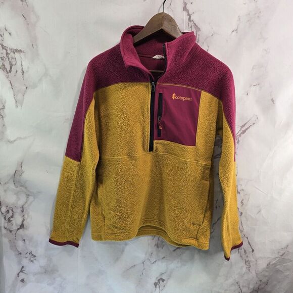 Cotopaxi Pullover Womens Small Yellow Pink Quarter Zip Abrazo Fleece Raspberry - Picture 1 of 11